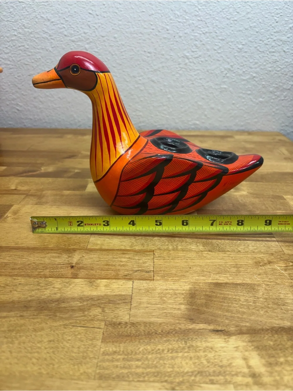 Signed M Palacios Mexico Tonala Pottery Bird Double Candle Holder Folk Art